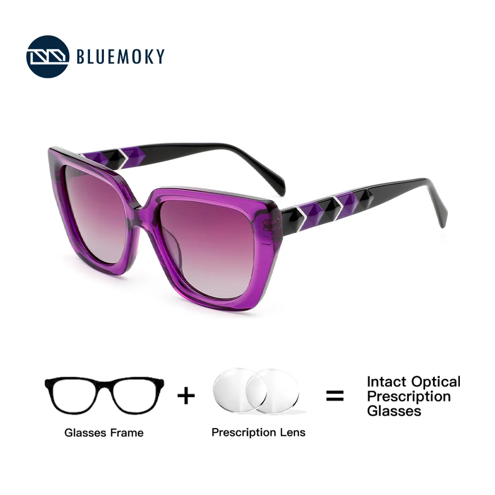 

BLUEMOKY Trend Polarized Prescription Sunglasses For Women Butterfly Uv400 Protection Progressive Corrective Sun Glasses