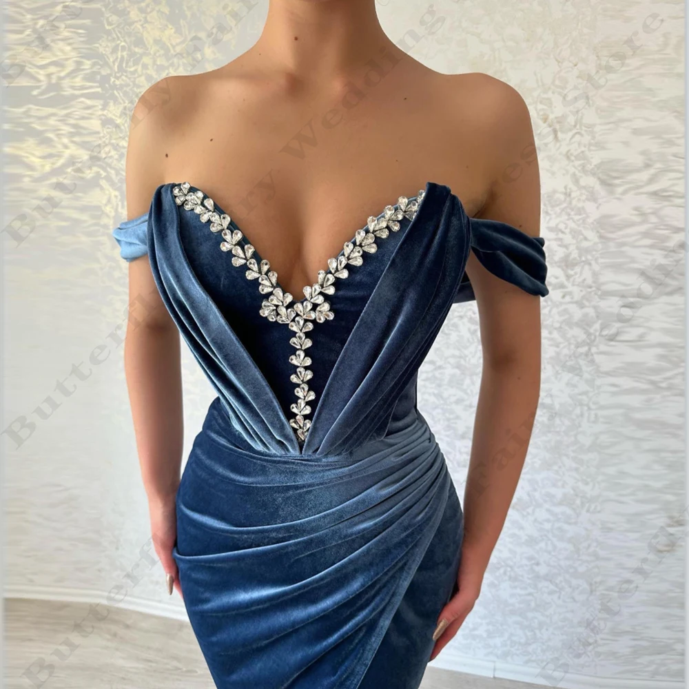 Gorgeous Evening Dresses For Women Elegant Sexy Off Shoulder With Sleeves And High Slit Beautiful Mopping Party Prom Gowns 2024