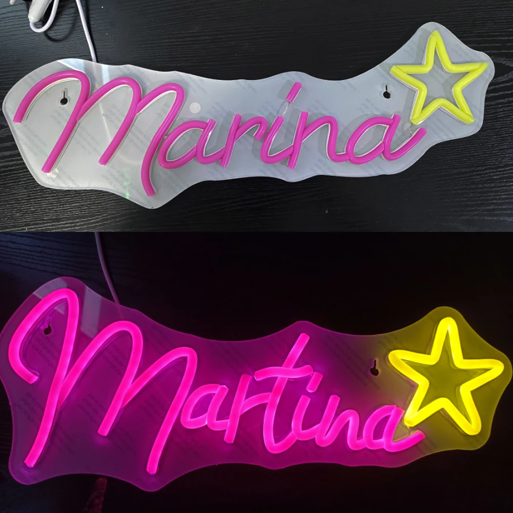 Custom Name Neon Sign With Star Kids Bedroom Neon Sign Light Wall Decor For Room Party Home Customized Gifts Decor USB Powered