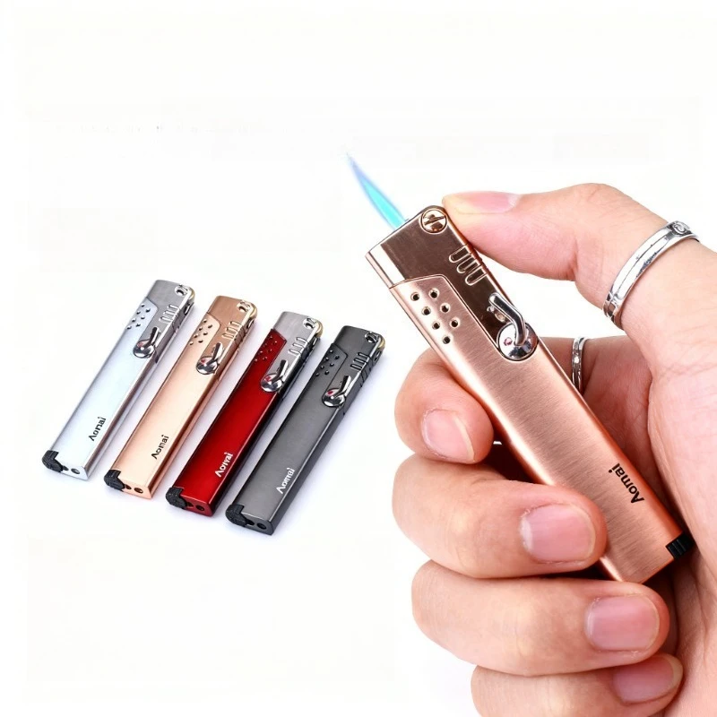 

Creative Ultra-Thin Metal Turbine Lighter - Windproof Flint Wheel Butane Gas, Portable Cigarette Accessory & Unisex Gift For