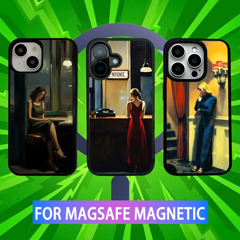 

E-Edward H-Hopper Art Phone Case For iPhone 16,15,14,13,12,11,Pro,Max,Plus,Mini,SE New Magsafe Magnetic Wireless Charging