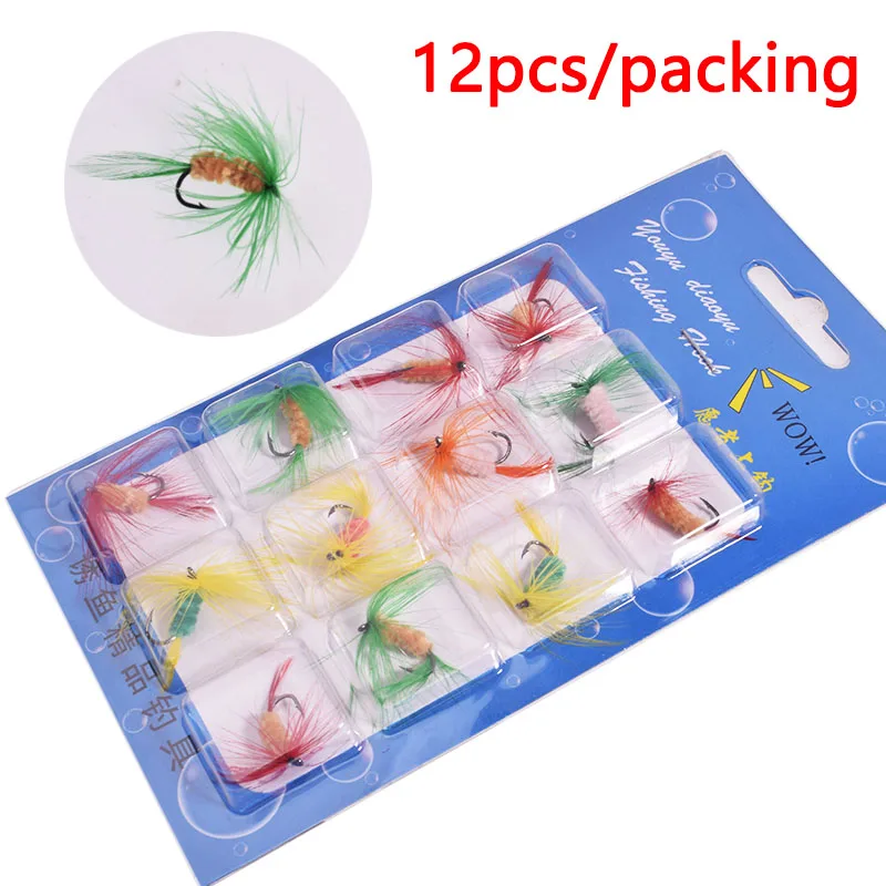 12Pcs/Set Insects Flies Fly Fishing Lures Bait High Carbon Steel Hook Fish Tackle With Super Sharpened Crank Hook Perfect Decoy