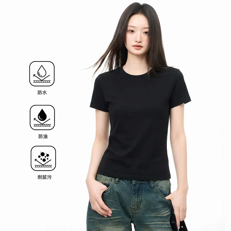 New Woman Summer Triple-Protection Short Sleeve T-Shirt Girls Student Stain-Resistant Shirt Women Casual Top Lady Sports T-Shirt