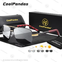 Fashion Aluminum Frame Square Sunglasses Men Polarized Photochromic Glasses Women Chameleon Anti-Glare Goggle Oculos de sol