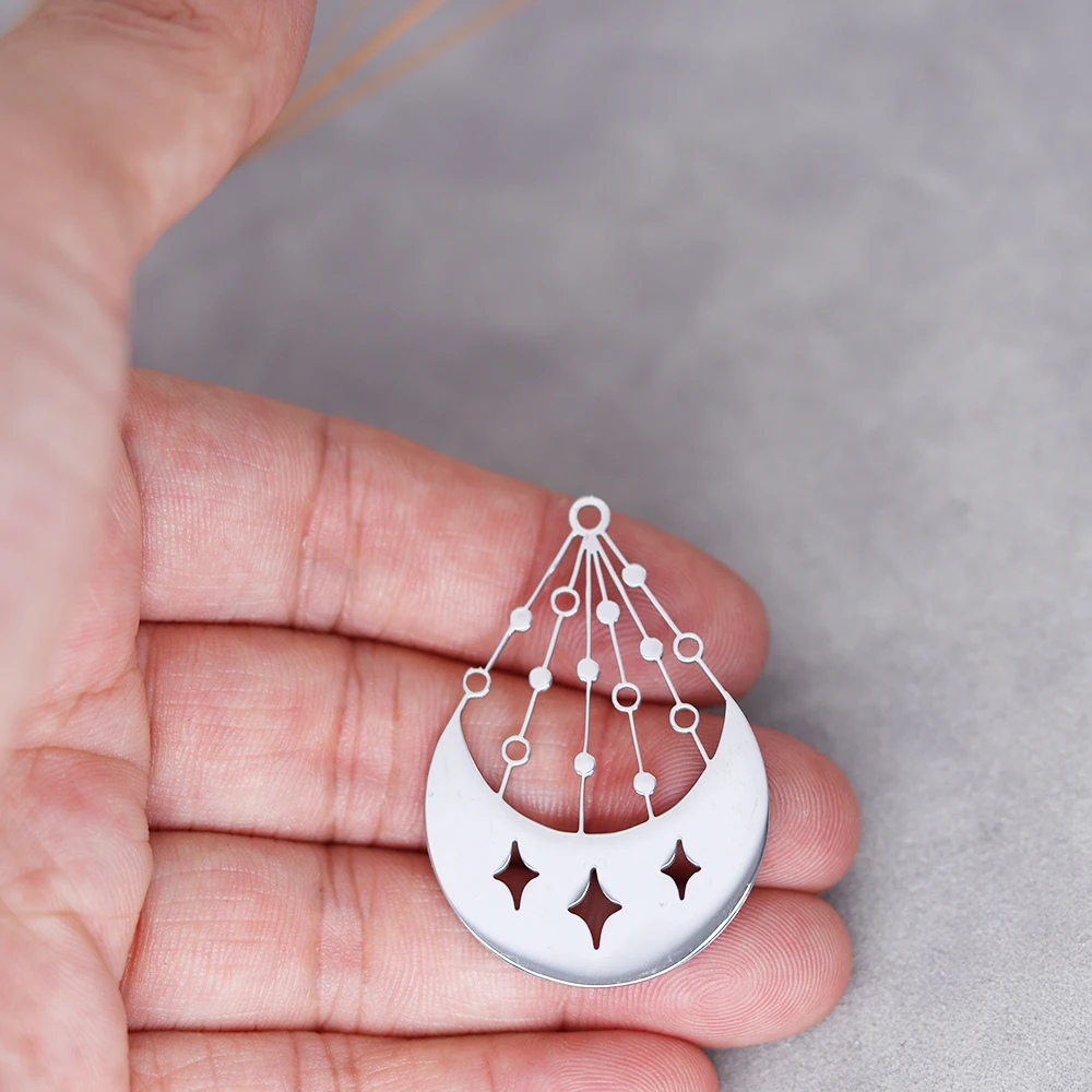 3pcs/lot Vintage Earring DIY Tassels Waterdrop Stainless Steel Pendant Charms for Jewelry Making Star Pattern Metal Accessories