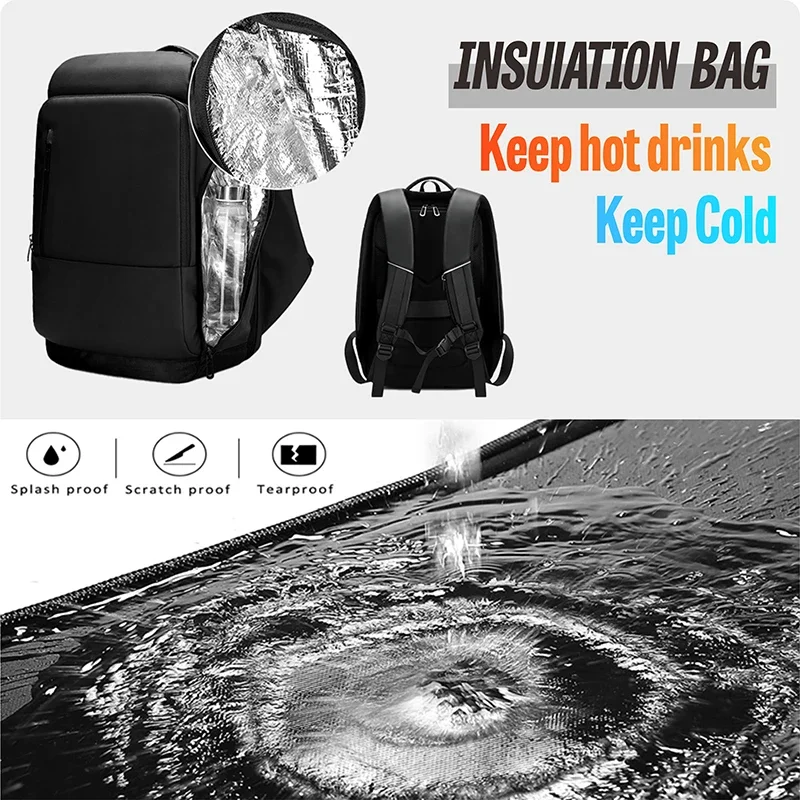 Mochila para ordenador portátil de 17 pulgadas para hombre, morral de gran capacidad con múltiples bolsillos, resistente al agua, antirrobo, USB,