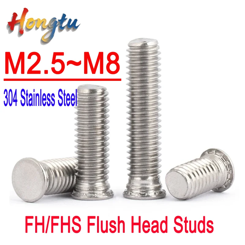 

Hongtu Self Clinching Screw Studs Pressure Rivet Screw 304 Stainless Steel M2.5 M3 M4 M5 M6 M8 FH/FHS Flush Head Studs
