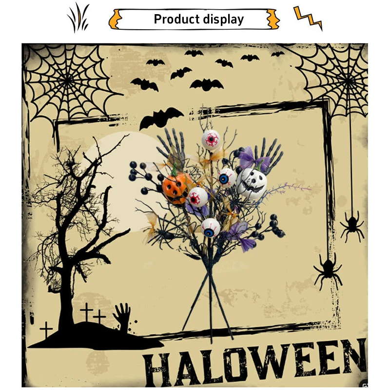 1/3 قطعة فرع زهرة اليقطين الرعب الأسود الجديد للهالوين-مثالية لزينة الهالوين، وزخارف حفلات مهرجان الأشباح