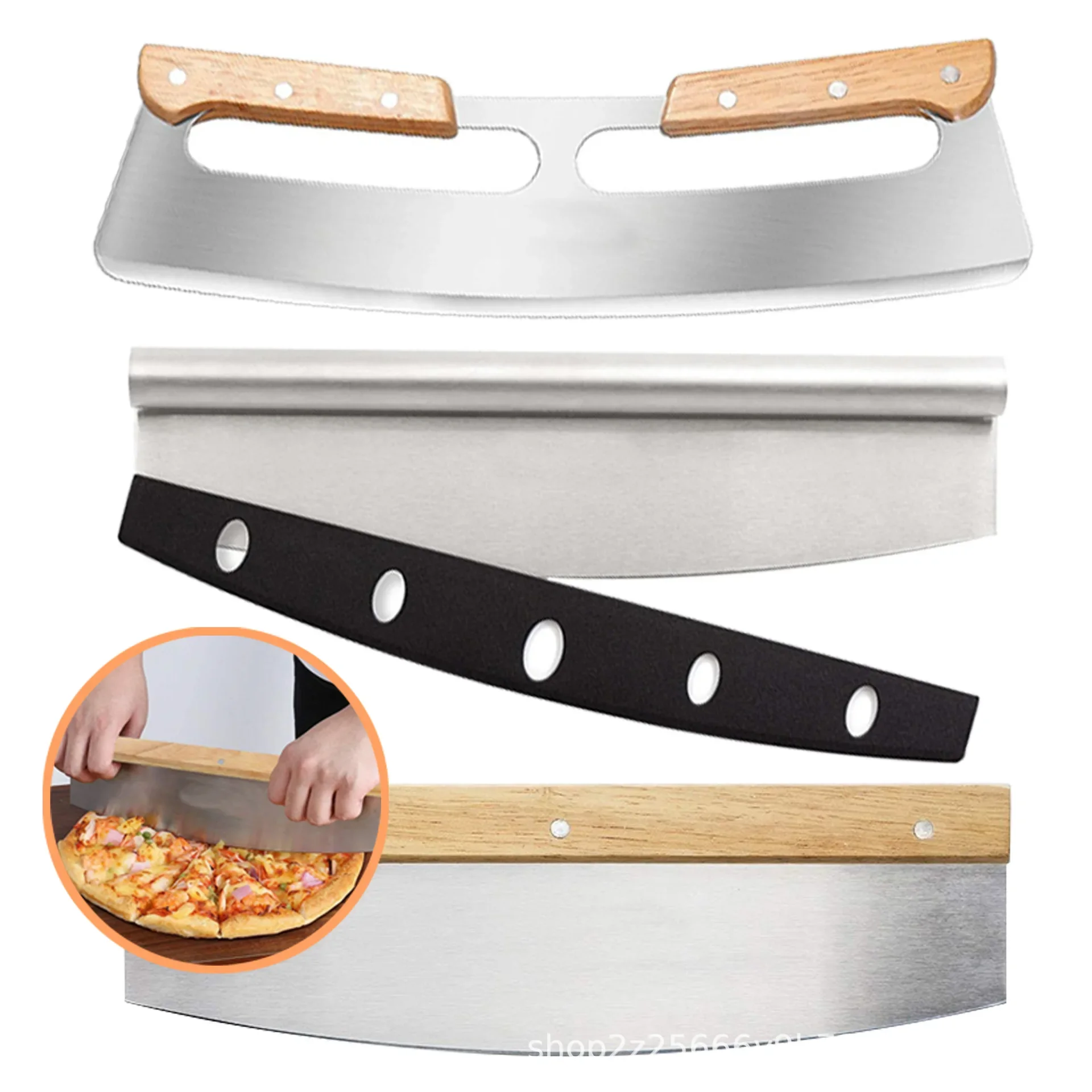 Large Pizza Cutter Sharp Rocker Blade Stainless Steel Pizza Slicer Knife with Cover Kitchen Pizza Tools Accessories