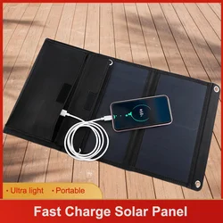 100W QC3.0 Fast Charge Solar Panels Portable Foldable Waterproof USB Type-C Solar Panel Charger Power Bank for Phone Battery