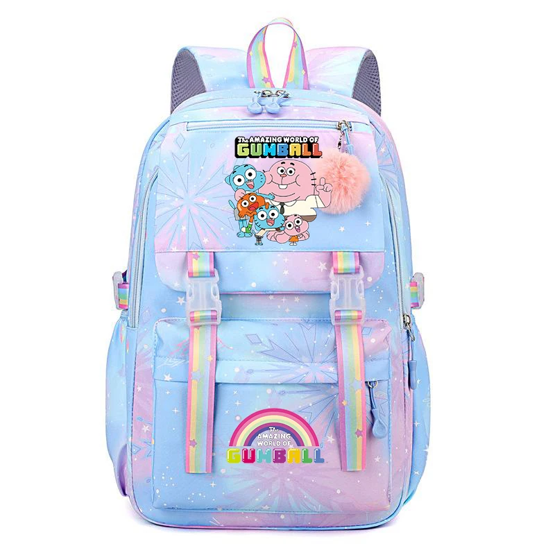 The Amazing World of Gumball Backpack Fashion Cartoon Outdoor Schoolbag for Girls Y2K Style Bookbag Primary Student Mochlia