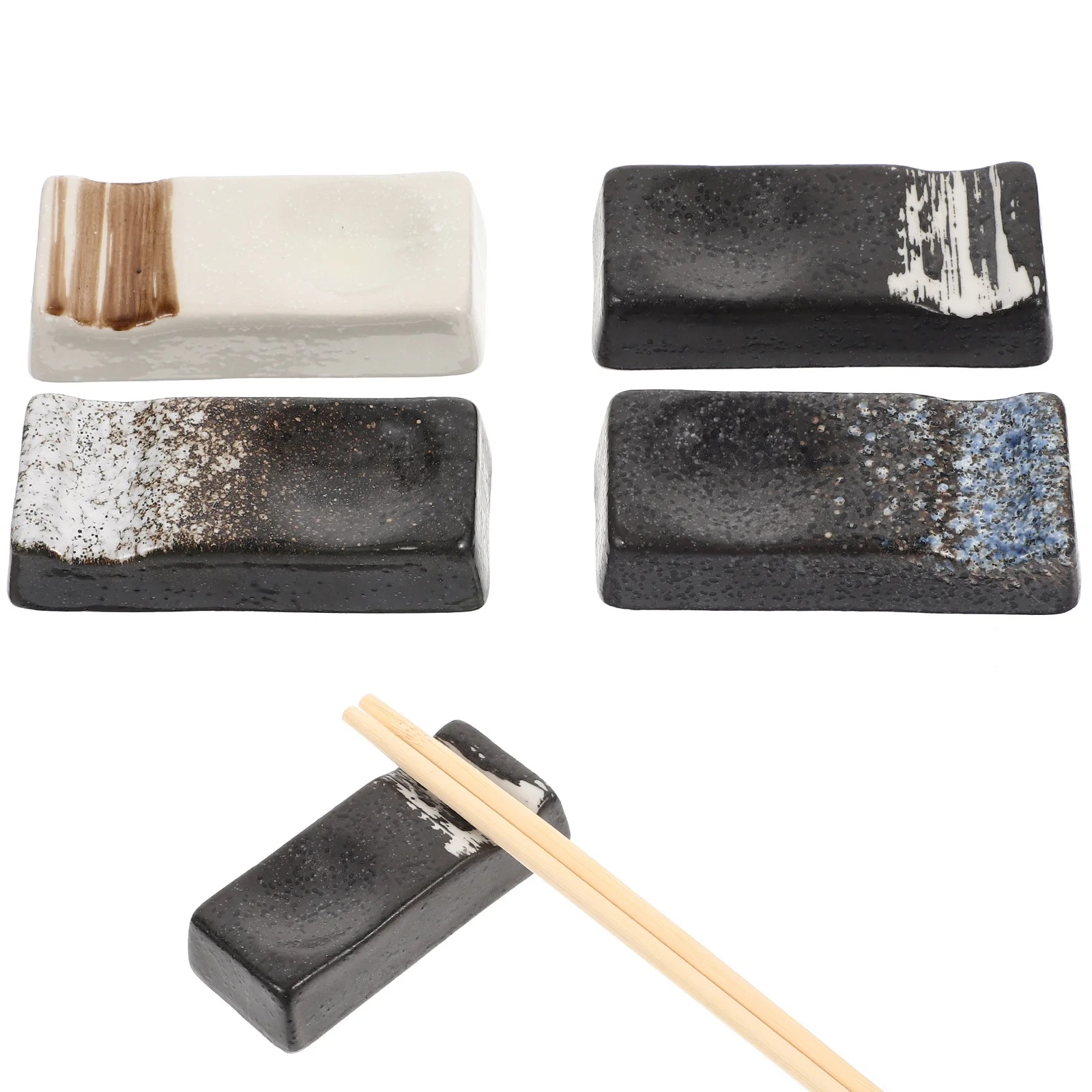 

4Pcs Ceramic Chopstick Rests Japanese Style Exquisite Tabletop Spoon Fork Holder Multi-Use Household Chopstick Accessories