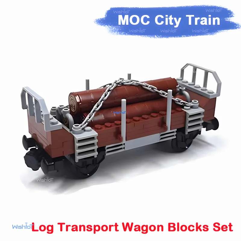 mocシティトレインログ輸送ワゴンビルディングブロックセット-レゴ互換-鉄道車両-diy教育モデルおもちゃギフト-子供向け