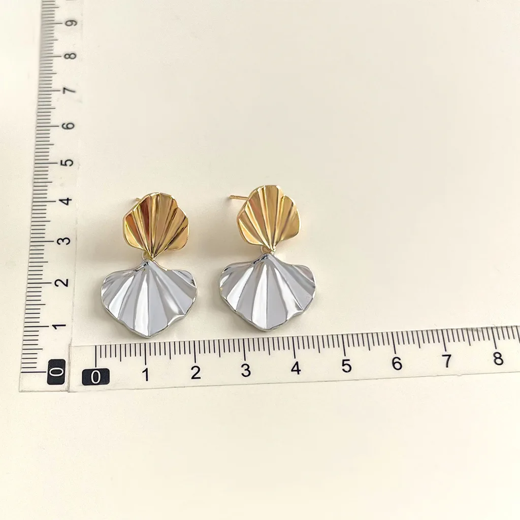 DIY accessories French light luxury ginkgo biloba earrings women's fashion elegance temperament heavy industry zircon stud earri