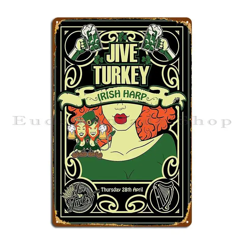 Jive Turkey Irish Harp Metal Sign Poster Cinema Character Club Party Home Decoration Tin Sign Poster