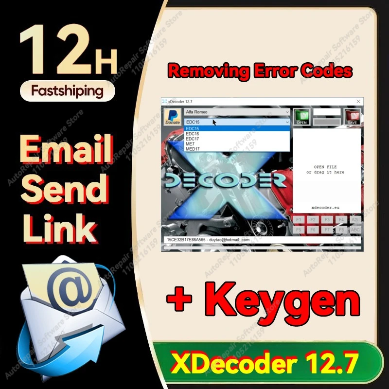 XDecoder 12.7 + ترخيص Keygen إزالة رموز الخطأ المنشط بالكامل لـ EDC16 EDC17 DTC OFF حذف أدوات التشخيص
