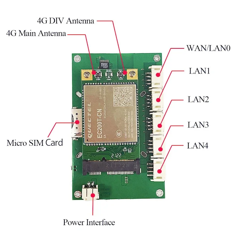 Industrial cellular 4G LTE router PCB board 4G modem 2.4G wifi wireless router SIM card slot serial rs232&485 PCB board