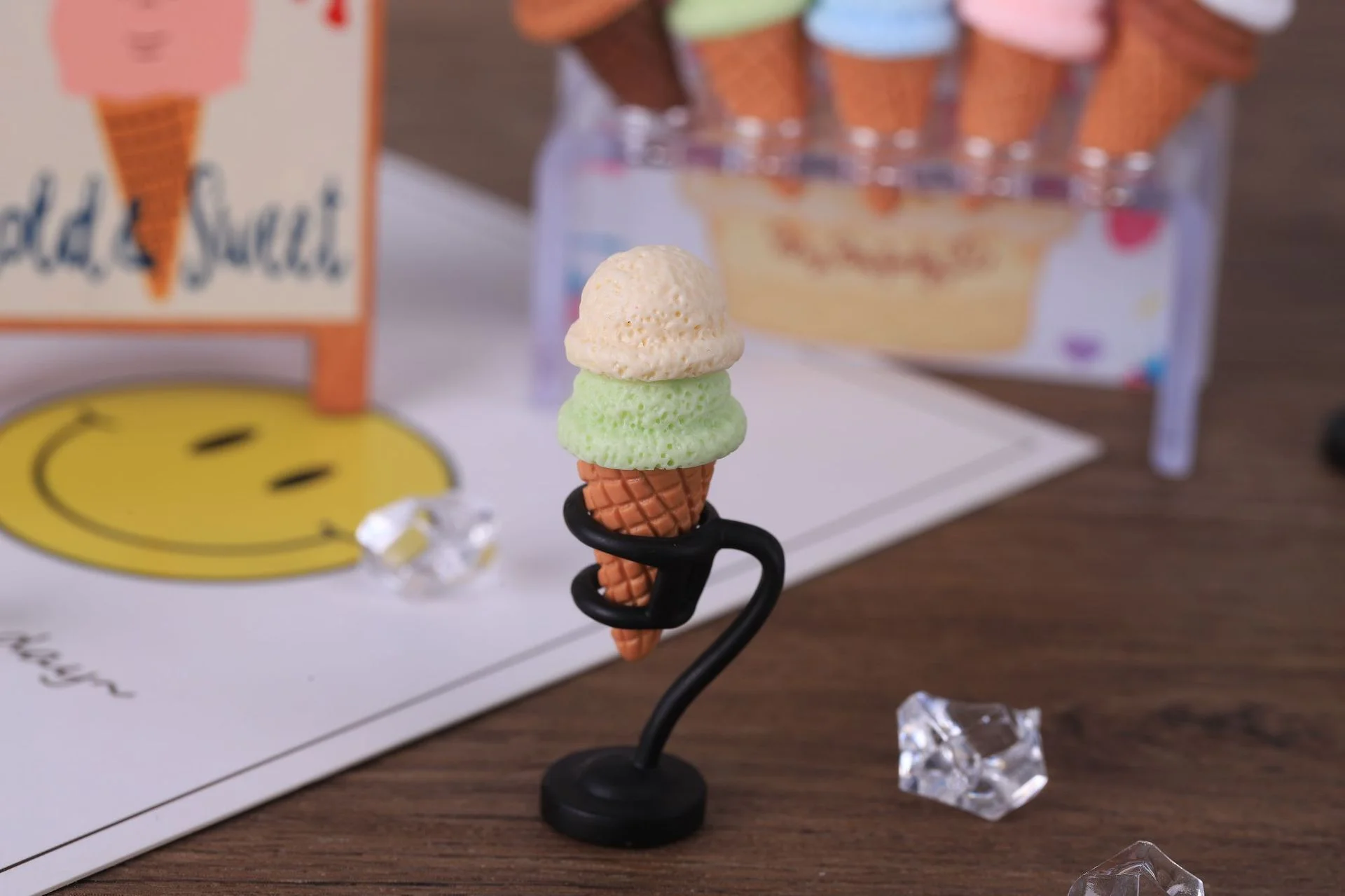 10 Stück Niedliche Doppelschichtige Dreidimensionale Eiswaffel DIY Simulations-Lebensmittel-Spielzeug Harz-Ornament – Detail 10