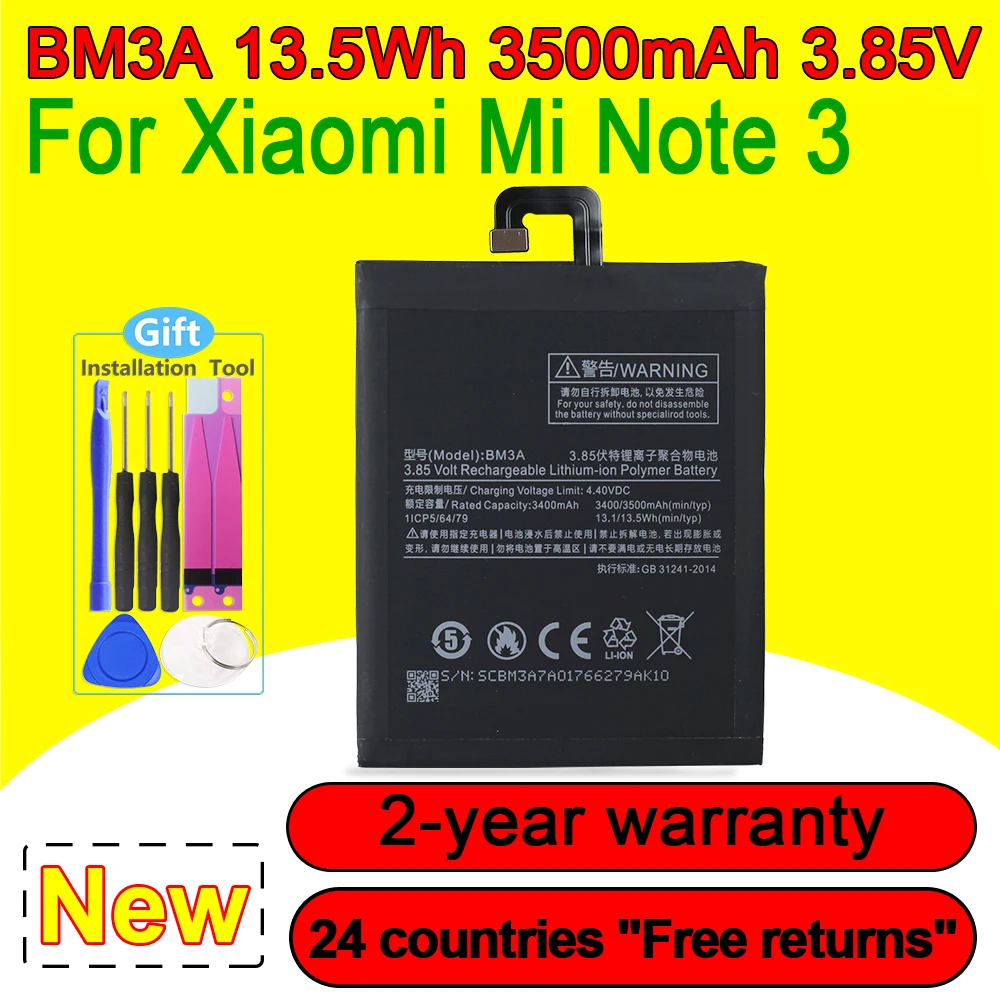 

NEW 3400mAh High Quality Battery BM3A For Xiaomi Note 3 Mi Note3 Smartphone Bateria In Stock With Tracking Number