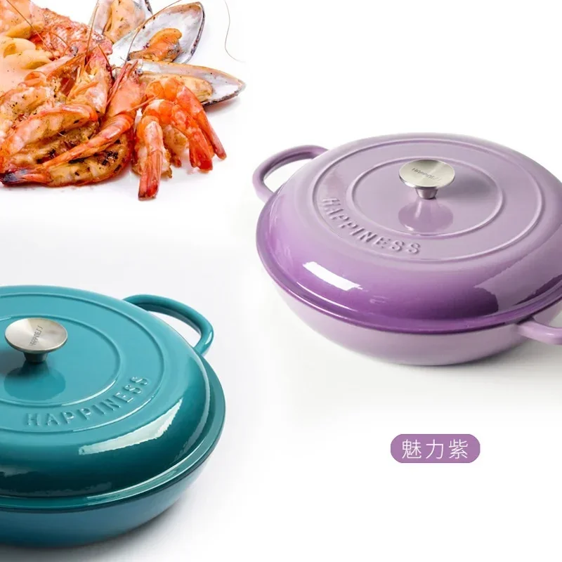 33cm Cast iron cookware cast iron seafood pots for cooking Enamel hotpot Pots and pans Kitchen accessories Non stick Cooking pot
