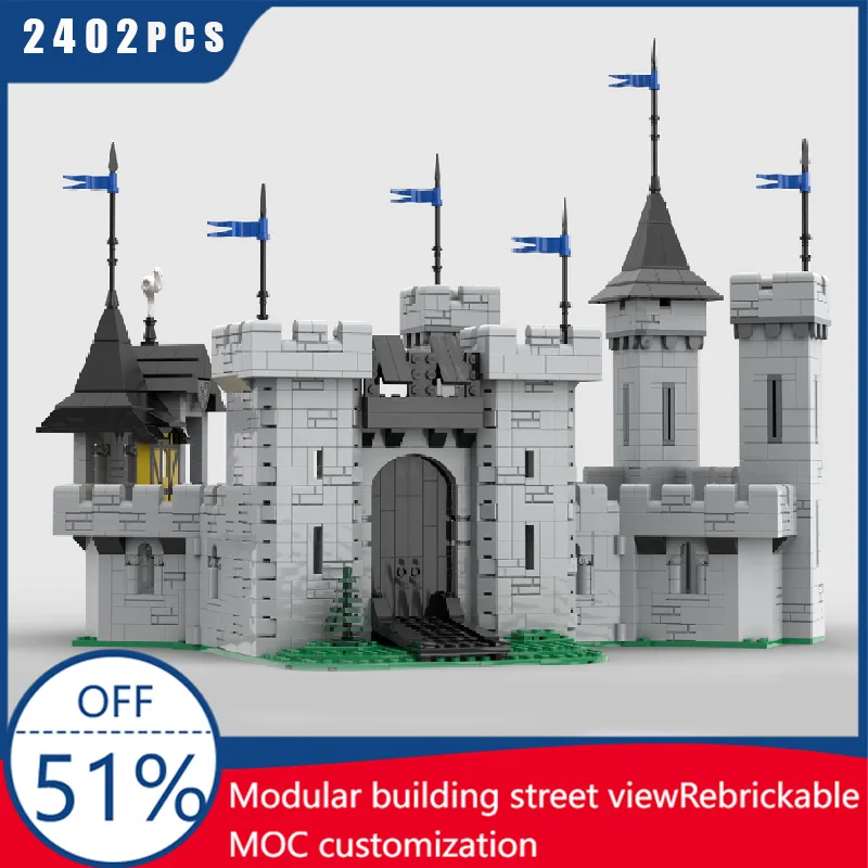 2402-Teile MOC Mittelalterliche Festung Gebäude Festung Modell Architektur Block DIY Kind Montage Ziegel Spielzeug Besondere Geburtstagsgeschenke