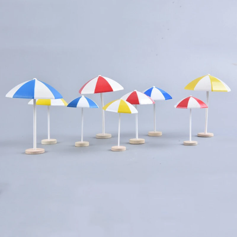 5 stks Miniatuur Parasols Modellen DIY Strand Tuin Zand Tafel Landschap Micro Landschap Decoratie Architectonische Accessoires