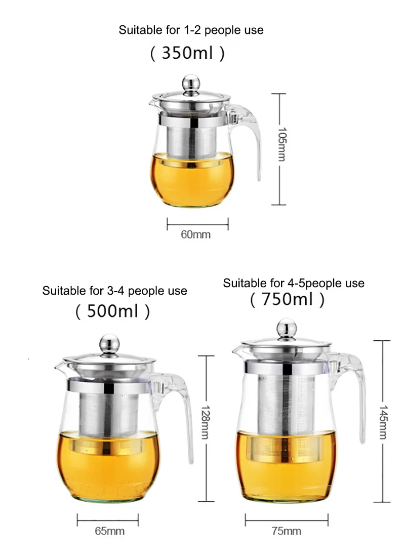 Heat Resistant Glass Tea Pot Infuser Teapot and Cup Set Gaiwan Kettle Japanese Teapot for Infusion Pu Erh Pots Teapots Puer Jug