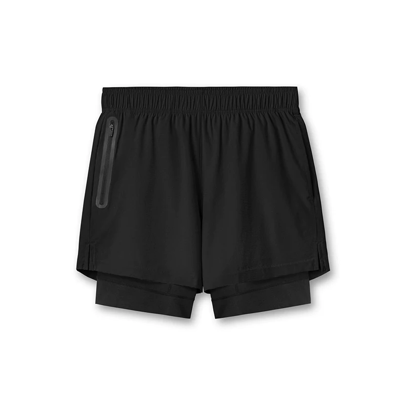 ADED Double-deck fitness sports shorts men summer quick drying breathable woven Shorts Men's 2 IN 1training Gyms clothing906