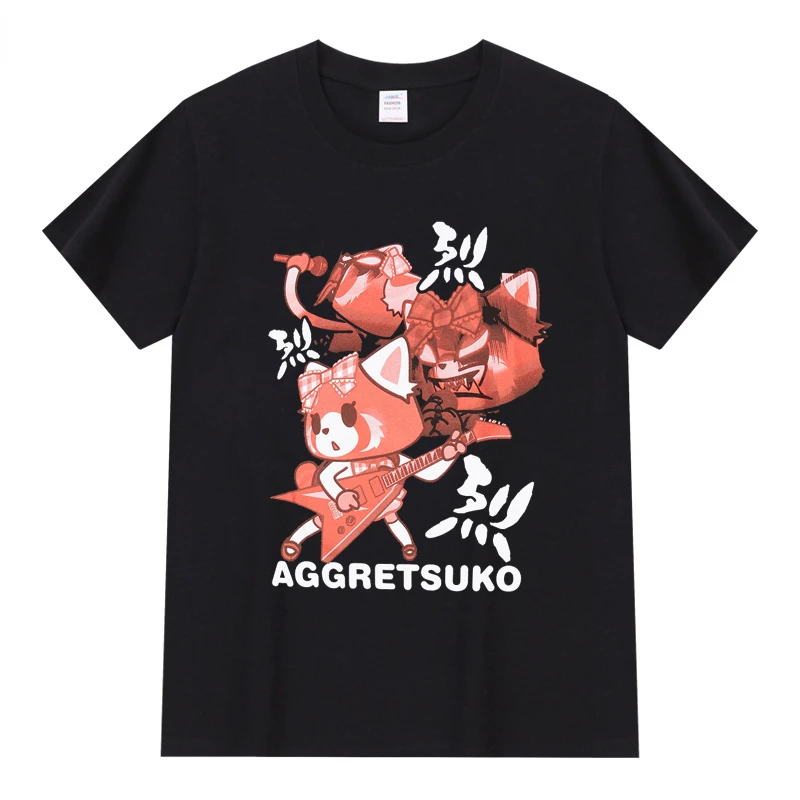 Summer Women Clothing Manga Aggretsuko T-shirt Anime Harajuku Punk Female Fashion Loose  Casual Cartoon Hip Hop Y2k Tshirt