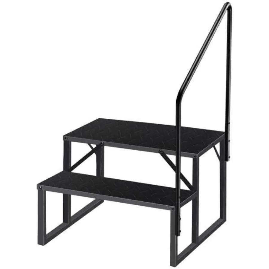 

2 Step Ladder with Handrail Swimming Pool Ladder Above Ground 660 lb Load Capacity RV Steps with AntiSlip Panel Mobile Home Sta