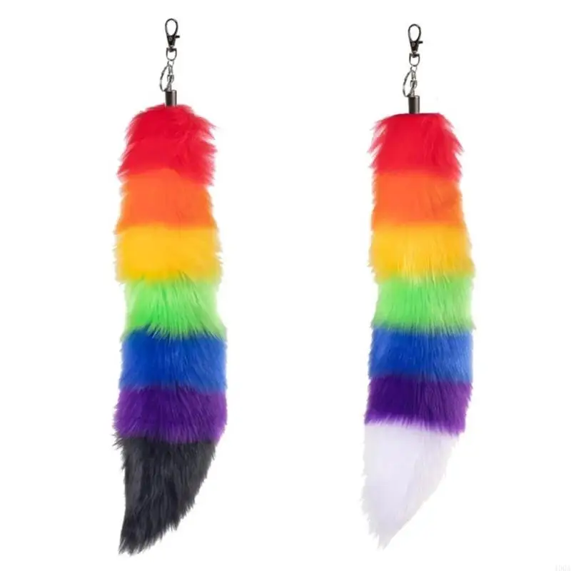 400A Animal Tail Keychain Faux Furs Tail Pendant Long Tail Pendant Keyring