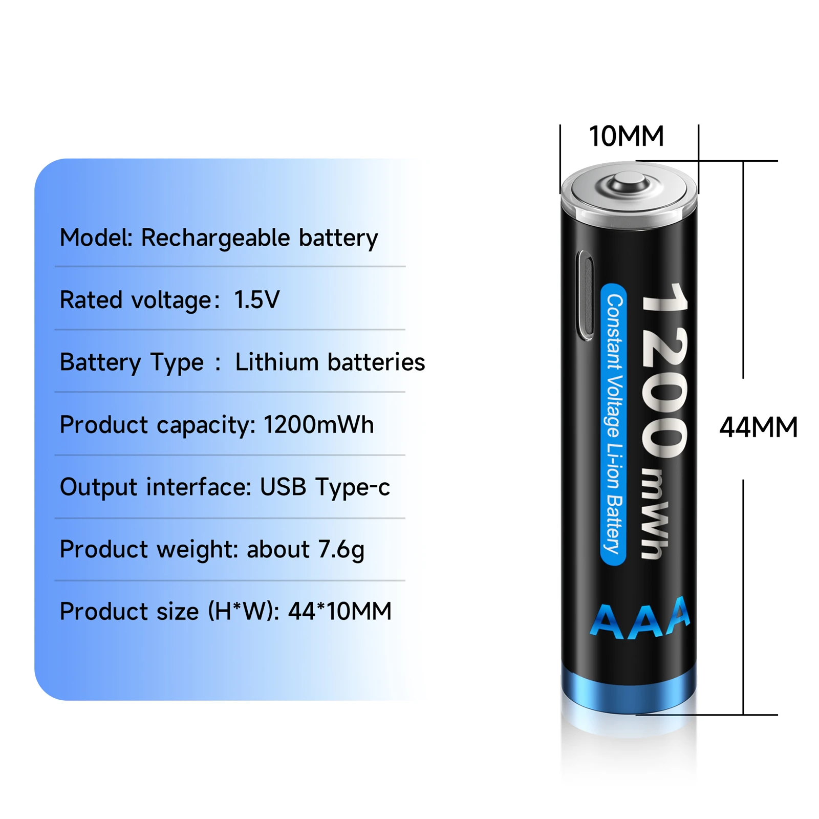 CITYORK-batería de iones de litio recargable por USB, alta capacidad, 1,5 V, AAA, 1200mWh, AAA, para Control remoto, ratón inalámbrico de juguete