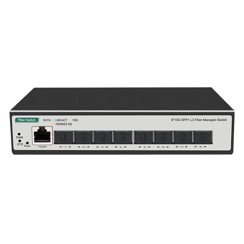 Comutador de rede Ethernet Gigabit L3, Suporta DHCP e Roteamento Dinâmico, Divisão e Porta VLAN, 8 10 Portas Gigabit SFP Plus