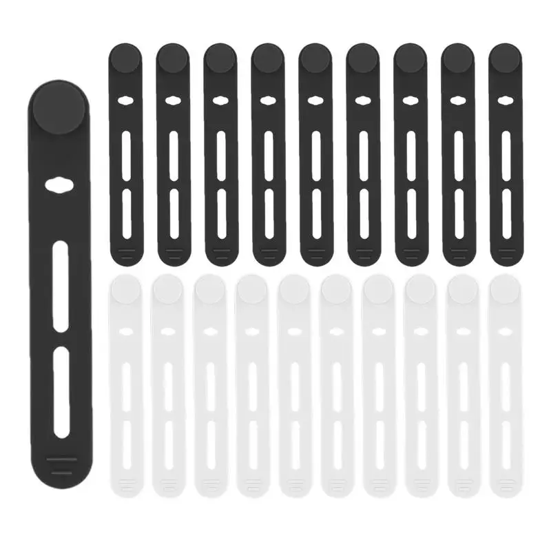 Силиконовые ремешки для кабелей 20 шт., силиконовый органайзер для управления шнуром и кабелем, Многоцелевой эластичный органайзер для шнура, регулируемый кабель