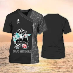 Women's Dog Groomer's T-shirts Men's Pet Grooming uniforms Tops Clothing tees canine veterinary hairdressers 2024 canine work