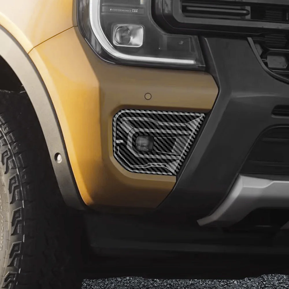 

For Ford Ranger Wildtrak 2023 2024 Car Front Bumper Fog Lamp Light Cover Trim Auto Parts Stickers 2Pcs Carbon Fiber Accessories