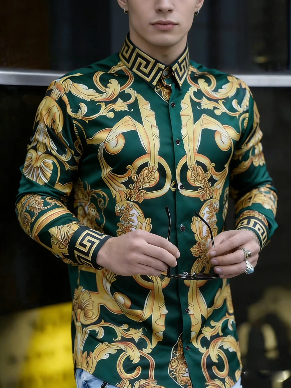 

Мужская рубашка с длинным рукавом в стиле ретро, весна 2026, с французским натуральным узором, HD 3D-печать, гавайская одежда для отпуска, быстрая доставка