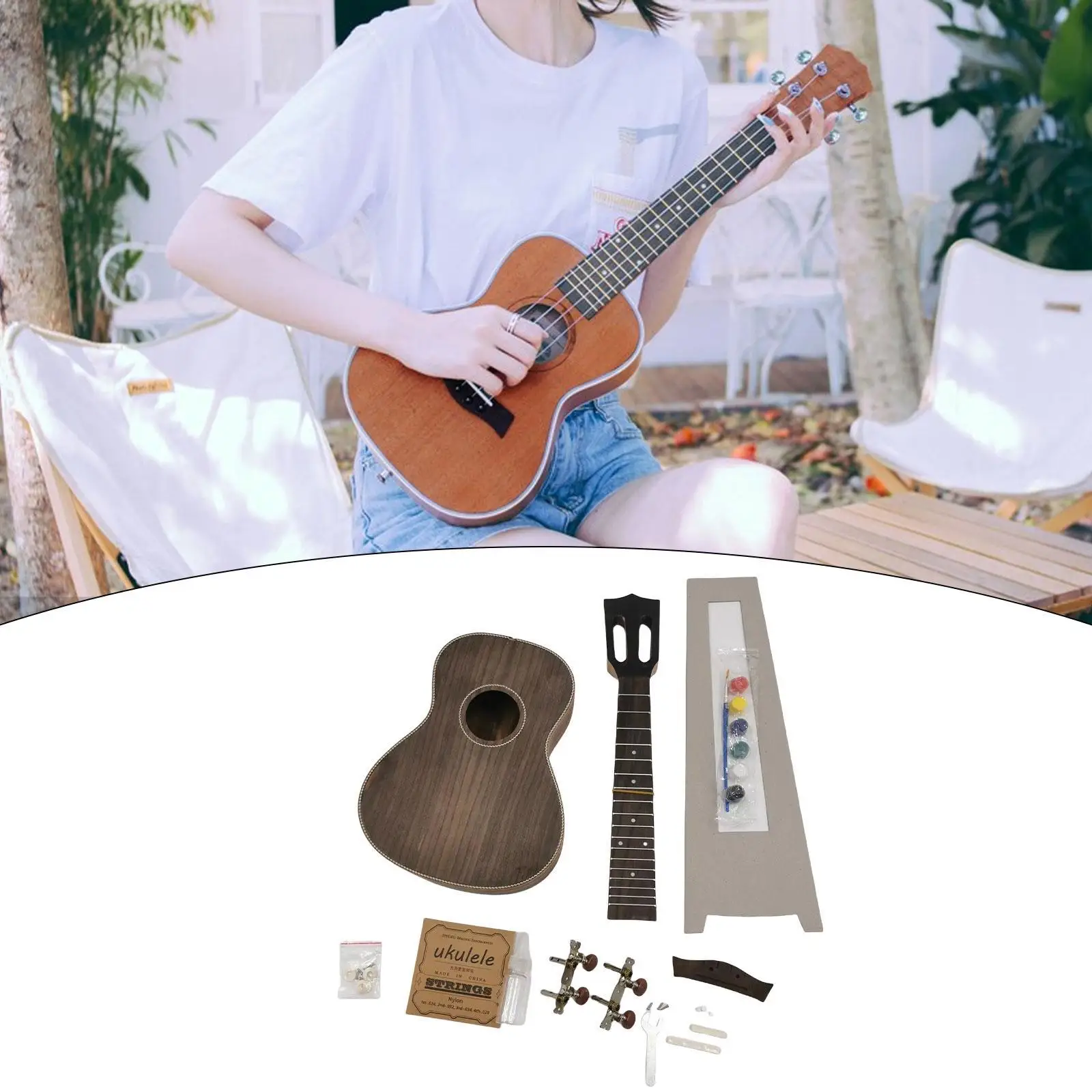 

Ukulele DIY Kits Painting Kids Wooden Supplies Parents Child Campaign Guitar