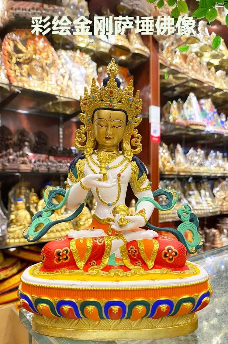 high grade colored draw Good Buddha statue bless family Safety luck Vajra Sakyamuni Vajrasattva Painted