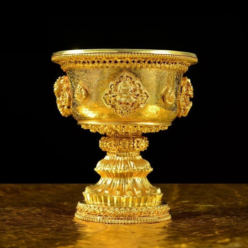 

Water bowl copper gilt silver water supply cup tall water purification cup ornament