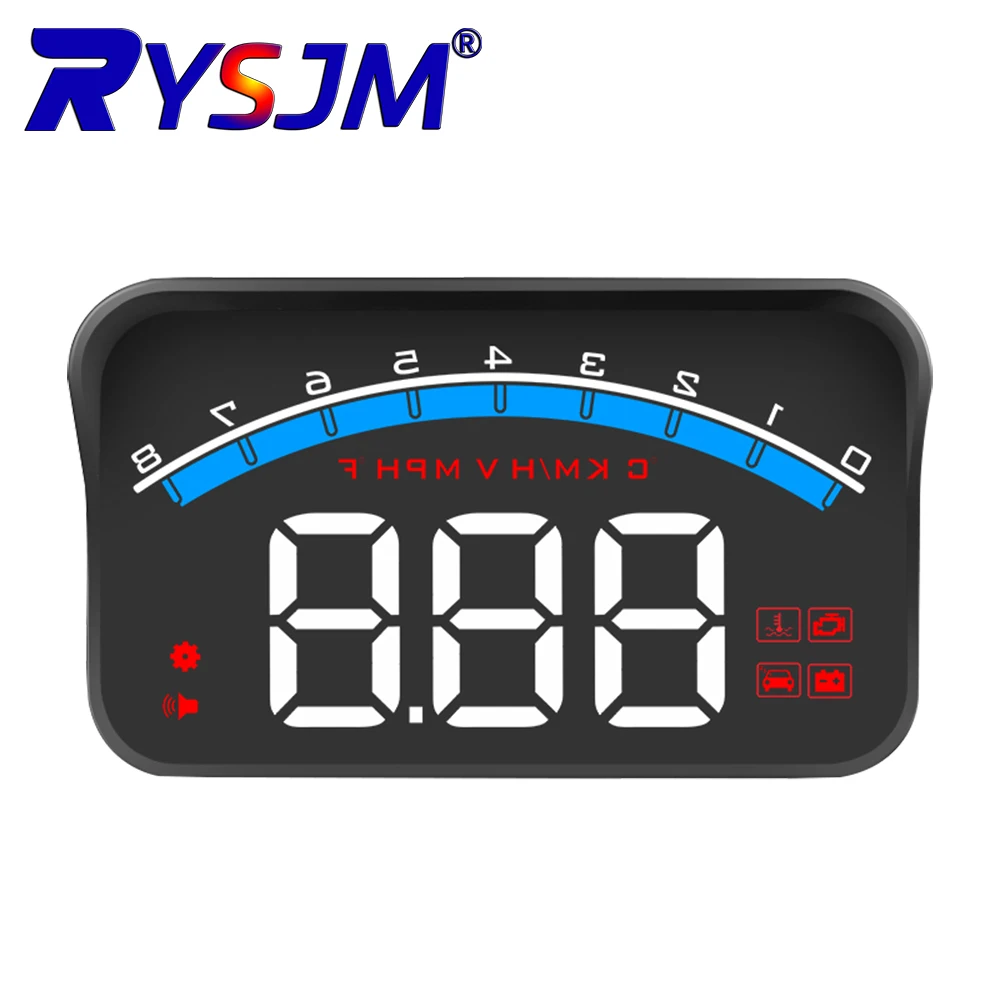 M6S Auto Electronic OBD2 Windshield Gauge HUD Display Car Speedometer Head up Display  On-board Computer Gauge