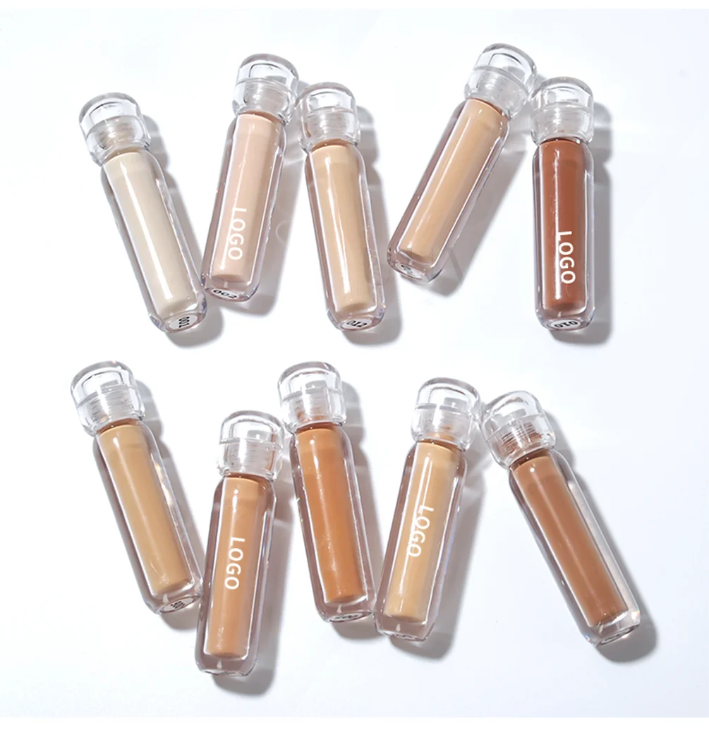 Private Label 18-Color Liquid Concealer Long Lasting Full Coverage Waterproof Brighten Vegan Makeup Custom Transparent Packaging