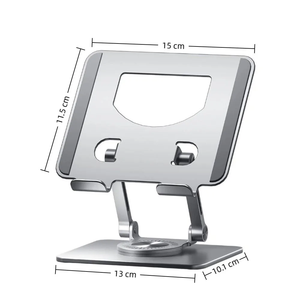 360 °   حامل لوحي قابل للدوران، حامل معدني قابل للتعديل، حامل كمبيوتر محمول للكمبيوتر اللوحي مقاس 4.7-12 بوصة لأجهزة Ipad Pro/Air/Min للكمبيوتر المحمول