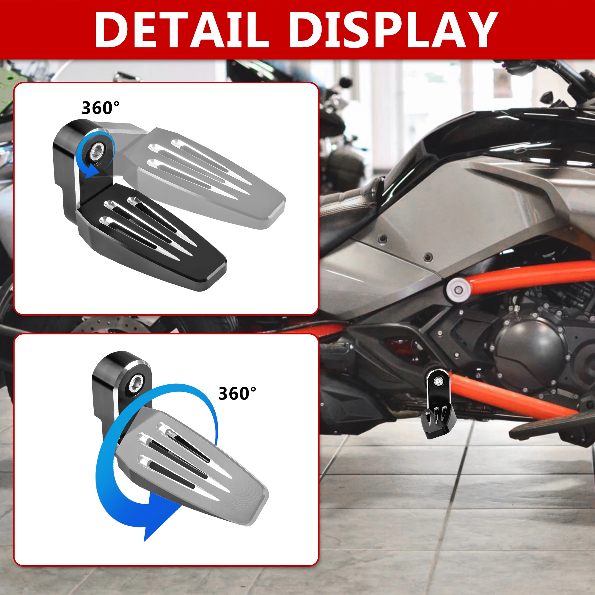 Universal Footrest Foot Pegs Waterproof Adjustable 360° Fit for Can Am Spyder F3 F3-S F3-T F3-LTD All Model Motorcycle Accessory