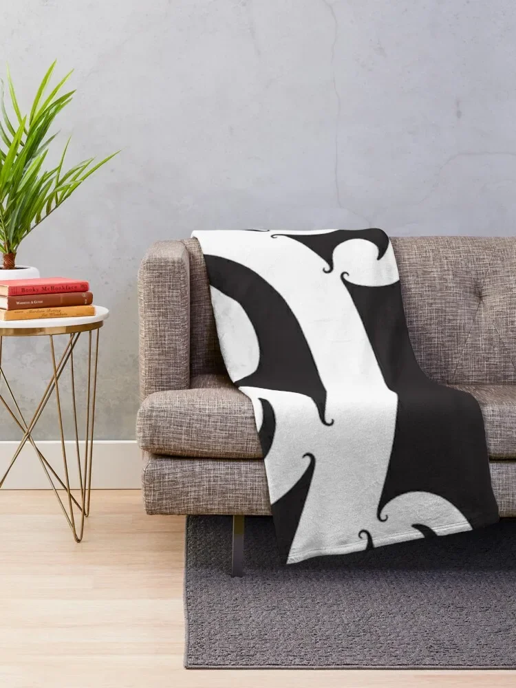 Black and White Layered Maori Koru Design Throw Blanket Fluffy Softs for sofa Blankets