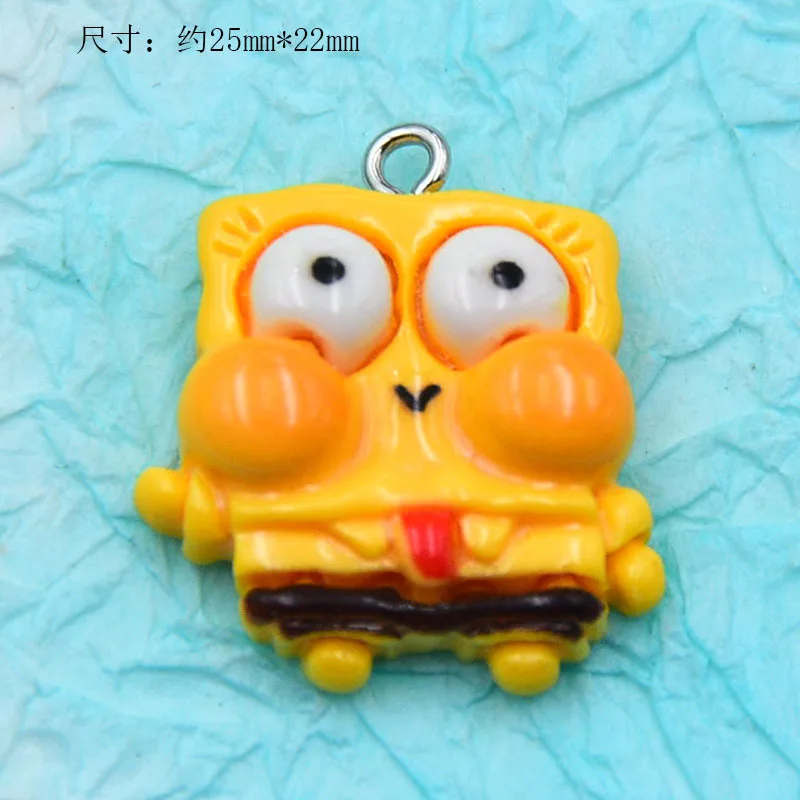 Disney Sponge Baby Resin Cartoon Bright Face Doll Pendant Simulation Big Star Keychain Pendant DIY Jewelry Accessories