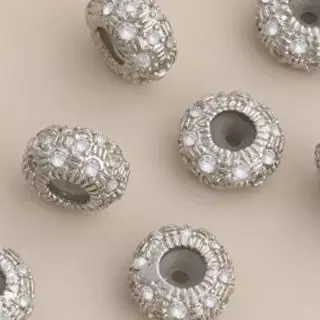 

14K Gold-Plated Zircon Flat Silicone Wheel Beads Positioning Adjusting Beads for DIY Chain Partition Accessories