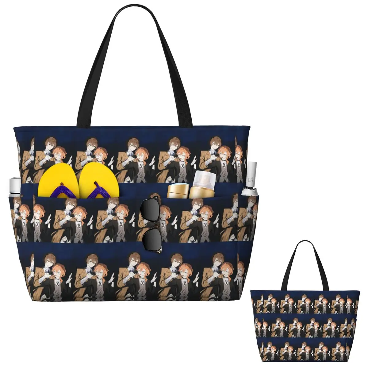 Bungou Stray Dogs Wan Anime Dazai And Chuuya Beach Tote Bag Sport Gym Yoga Duffle Large Tote Bag Women Travel Bag Fitness bag