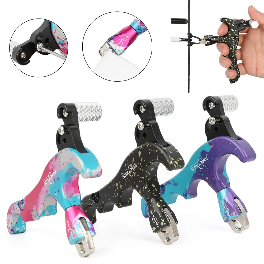 

Compound Bow Release Aid 4 Finger Aluminum Alloy 360° Jaws Adjust Sensitivity Thumb Aids RH/LH Archery Hunting Shooting Target