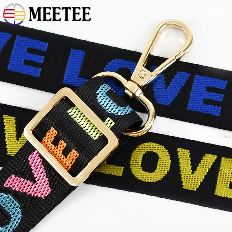 5/10Yards 25/38mm Meetee Nylon Jacquard Webbing for Sewing Garment Belt Ribbon Band Bag Strap LOVE Decor Tape DIY Accessories